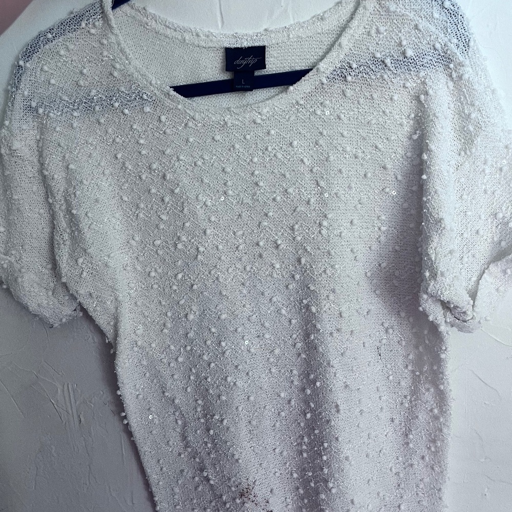 White sparkly sweater